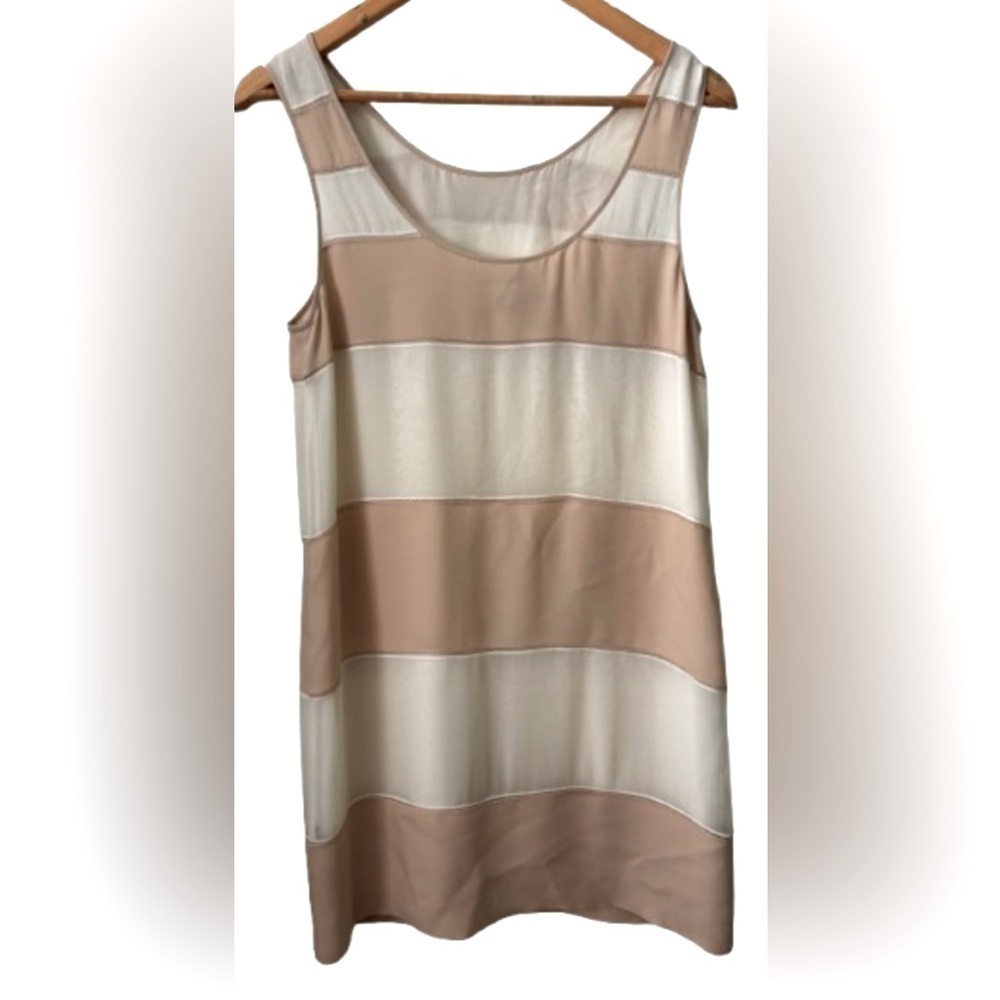 Haute Hippie 100% silk beige & crm lined slip dress SZ S preppy quiet luxury